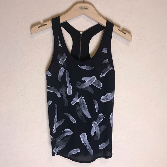 Express Tops - Express tank style blouse grey feathers size: XS
